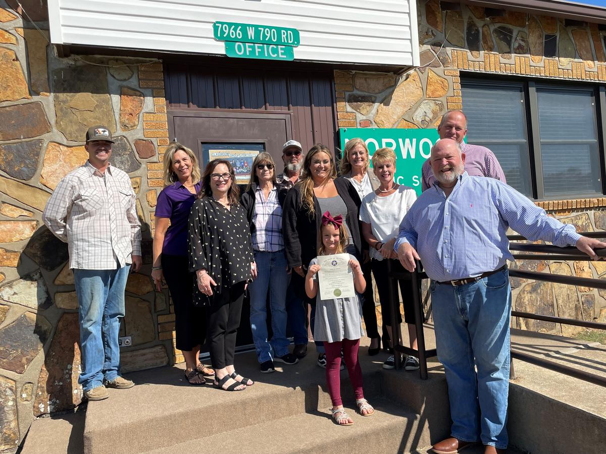 Sen. Kim David, R-Porter, and Rep. Bob Ed Culver, R-Tahlequah, presented Wagoner 1st grader, Hadley Roberson, with a citation at Norwood Schools, recognizing her hard work in raising $900 to buy backpacks and school supplies for her fellow students.