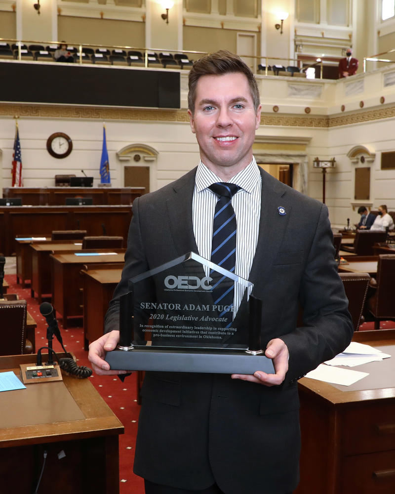 Sen. Adam Pugh, R-Edmond, was named the 2020 Legislative Advocate by the Oklahoma Economic Development Council.