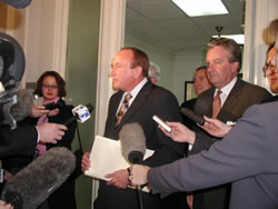 Sen Hobson meets with reporters following the State of the State