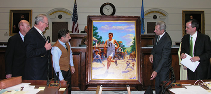 The unveiling of Andy Payne painting in the Senate Chamber Tuesday. 