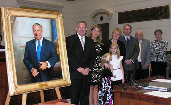 Former Senate Pro Tem Mike Morgan was joined Tuesday by his family for the unveiling of his official Senate portrait.