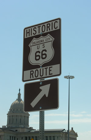 State Capitol and new Route 66 sign.