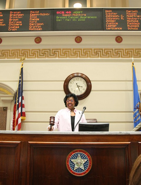 Sen. Judy Eason McIntyre presides over the Senate during the consideration 