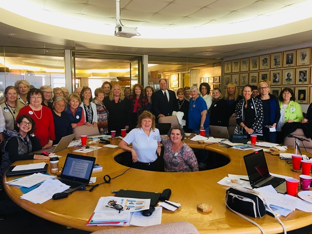 At the March 2, 2018, spring board meeting of The Ninety-Nines, Inc, Sen. Paul Scott (R-Duncan) and Sandra Shelton, Public and Government Affairs Liaison for the Oklahoma Aeronautics Commission presented information on the first annual Oklahoma Women in 